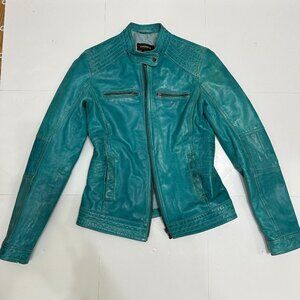 Women's Danier Genuine Leather Jacket - Teal - Size 2XS